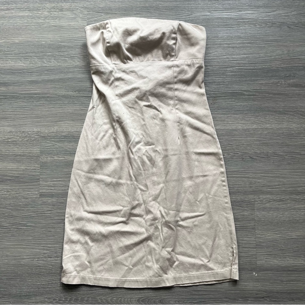 Y2K Tan Strapless Bodycon Mini Dress
